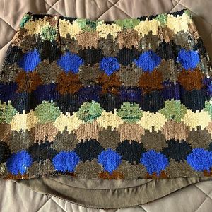 French Connection Paintbox Sequined Mini Skirt